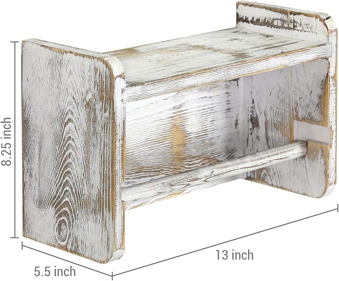 MyGift Farmhouse Paper Towel Holder, Shabby Whitewashed Wood Farmhouse Wall - Image 5