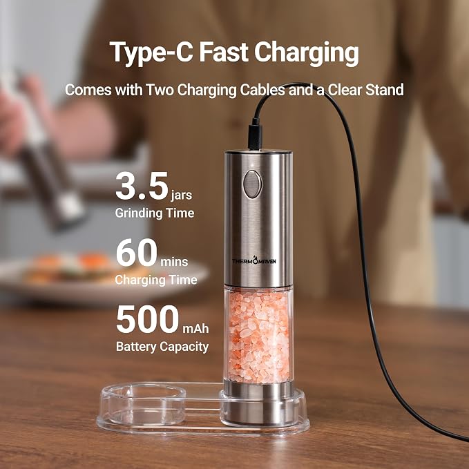 ThermoMaven Upgraded Larger Capacity Electric Salt and Pepper Grinder Set - Image 4
