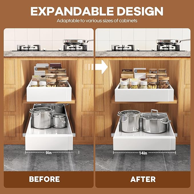 Seinloes 4 Pack Expandable Width Pull Out Cabinet Organizer 21" Deep - Image 3