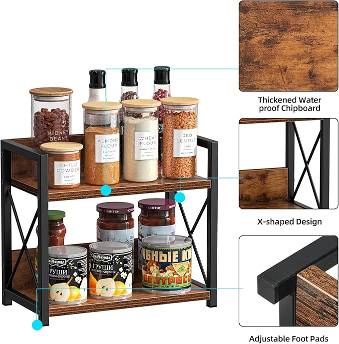 Giikin Countertop Shelf Organizer, 2 Tier Kitchen Spice Rack - Image 5