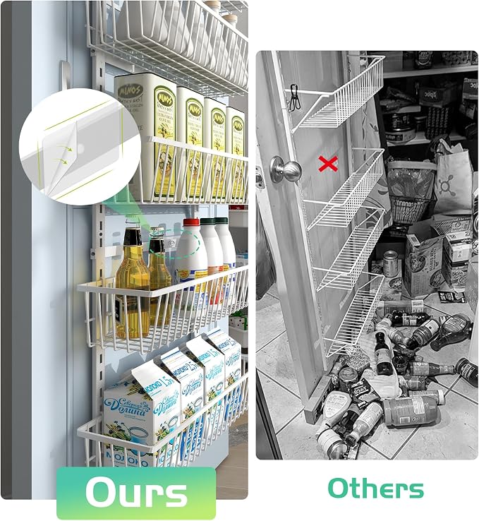 Mefirt White 12 Inch Wide Narrow Over The Door Pantry Organizer, Pantry - Image 5