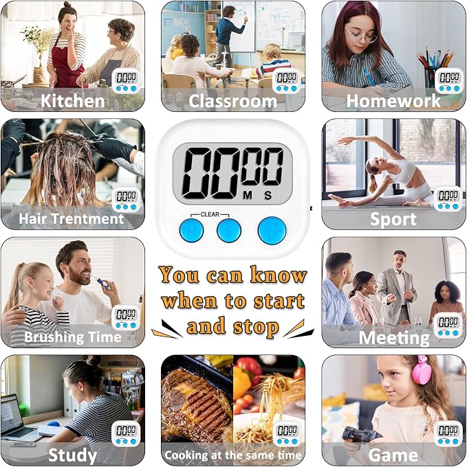 ZILLEEN 6 Pack Kitchen Timers for Cooking Digital Classroom Timers for Kids - Image 5