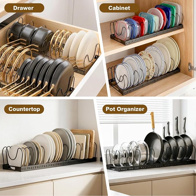 2PACK Expandable Pots and Pans Organizer Under Cabinet - Image 4