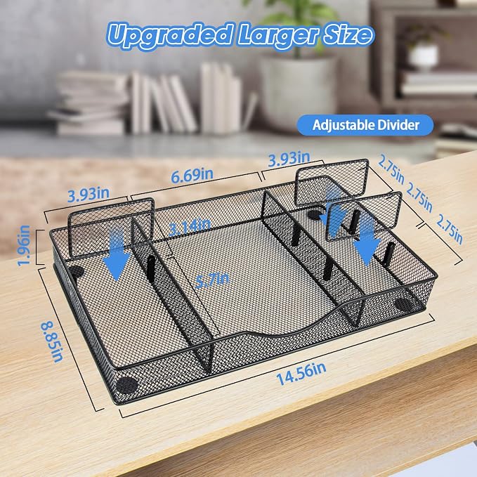 VyGrow Desk Drawer Organizer, Metal Mesh Drawer Organizer Tray - Image 4
