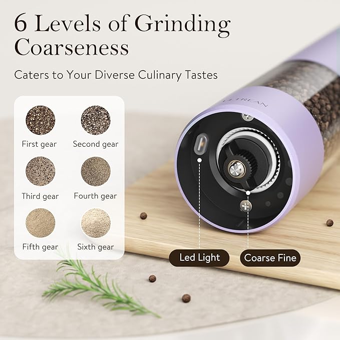 Ultrean Pepper Grinder, Rechargeable Salt and Pepper Grinder - Image 3