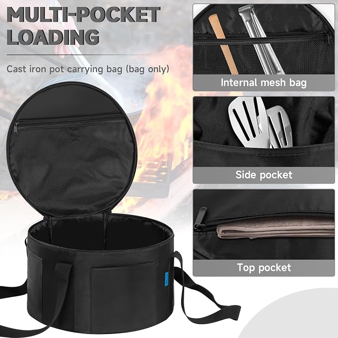 Dutch Oven Bag for 12 Inch, Durable Camp Dutch Oven Storage Bag, Carry Bag - Image 3