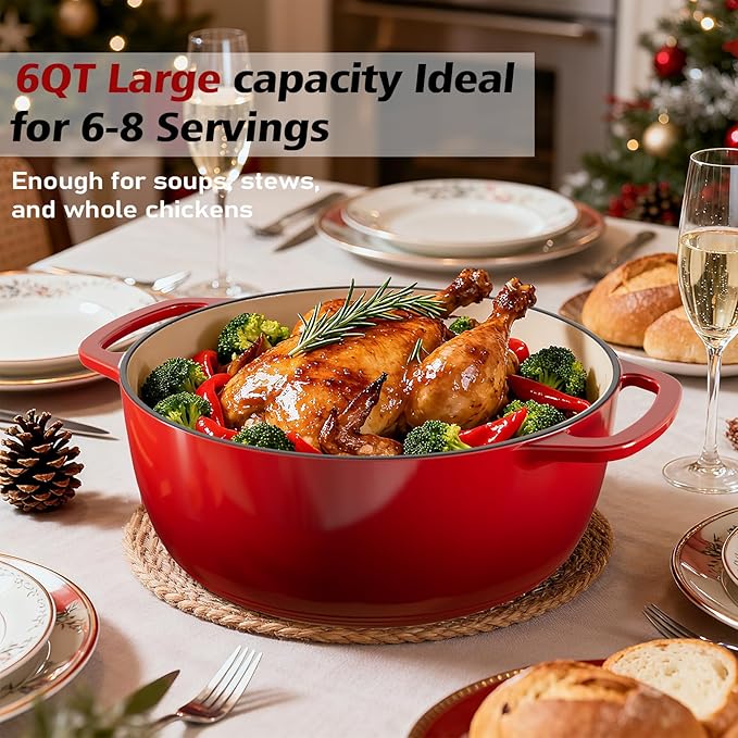 Umite Chef 6QT Enameled Cast Iron Dutch Oven - Image 6