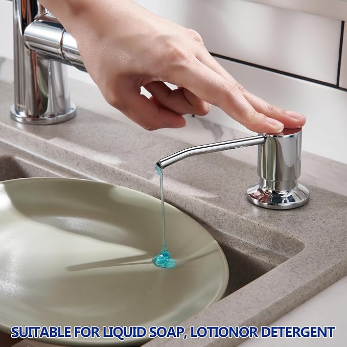 Soap Dispenser for Kitchen Sink Chrome, Sink Soap Dispenser Stainless Steel - Image 2