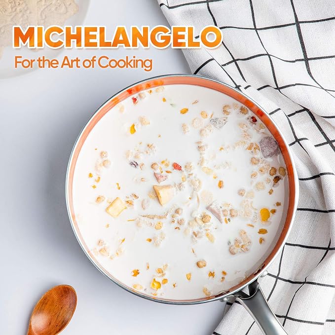 MICHELANGELO Nonstick 1Qt & 2Qt Copper Sauce Pan Set - Image 7