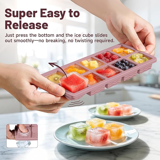 Aopigavi 2-Pack Ice Cube Trays, 10 Cubes 2 Tbsp. Silicone Freezer Molds - Image 4