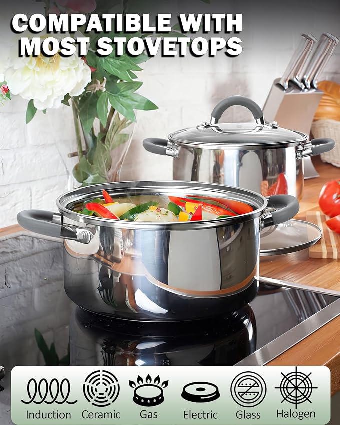 Cook N Home 5.5-Quart Sauce Pot Stainless Steel Stockpot - Image 3