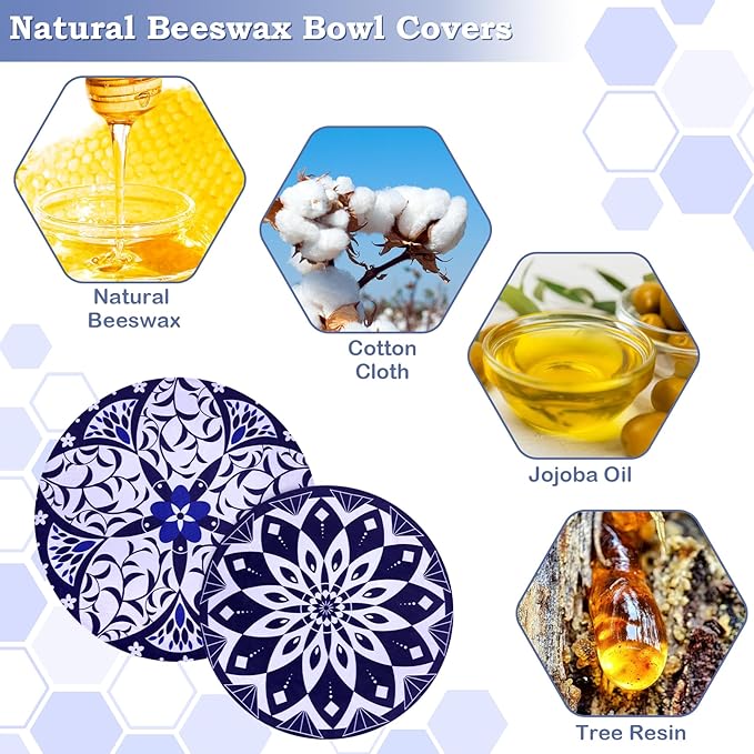 2 Large Reusable Beeswax Bowl Covers - Image 2