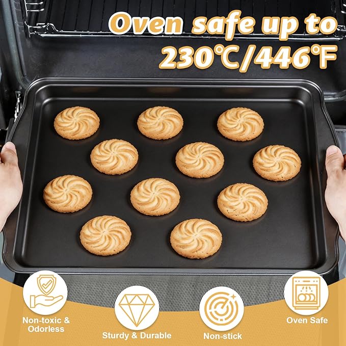 Baking Sheet Set of 2-17" x 11" x 0.5" Carbon Steel Cookie Sheet - Image 5