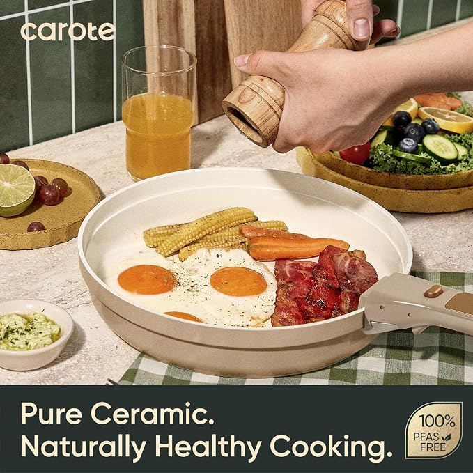 CAROTE 18 Pcs Ceramic Cookware Set Titanium Nonstick - Image 4
