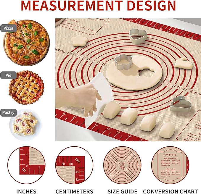 Silicone Baking Mat, Reusable Silicone Dough Mat, Non-Stick Pastry Mat - Image 3