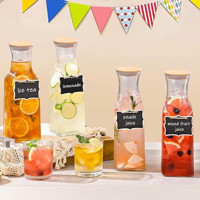 Glass Carafe with Bamboo Lid, Square 35 Oz Beverage Dispensers Carafe, Mimosa - Image 7