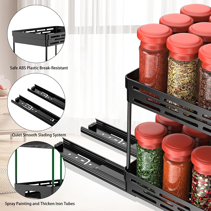 Pull Out Spice Rack Organizer for Cabinet, 2 Pack Widen Slide Out Spice Racks - Image 7