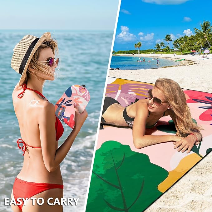HIHOHO Beach Blanket Waterproof Sandproof Extra Large Beach Mat 79" X - Image 4
