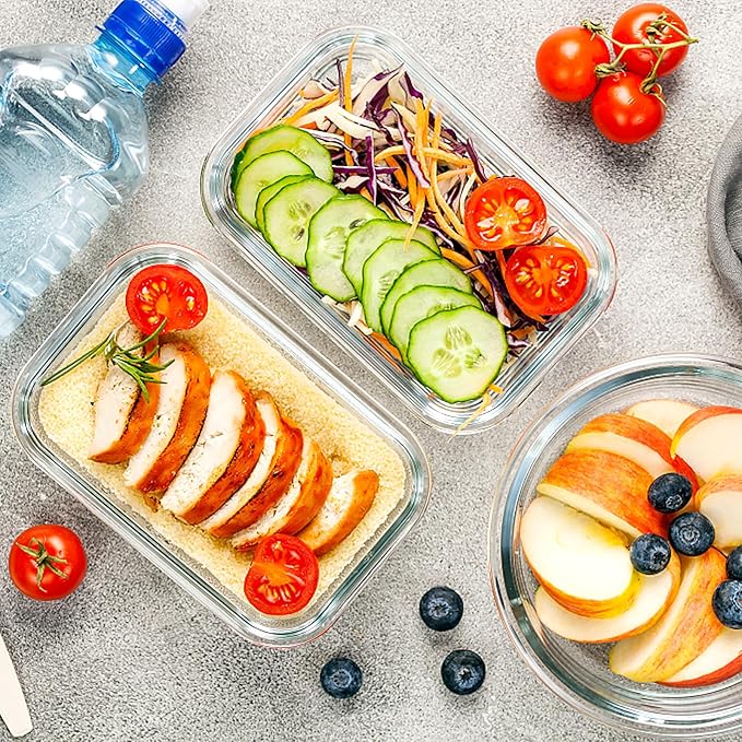VERONES 10 Pack Glass Meal Prep Containers, Airtight Glass Lunch Containers - Image 7