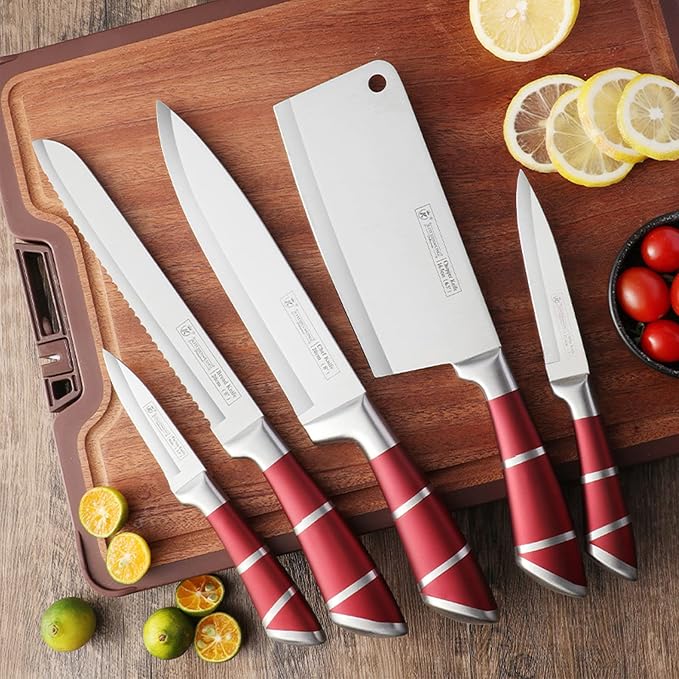 Kitchen Knife Set, 9-Piece Red Kitchen Knife Set - Image 8