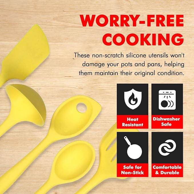 Chef Craft Premium Silicone Kitchen Tool and Utensil Set, 5 Piece - Image 3