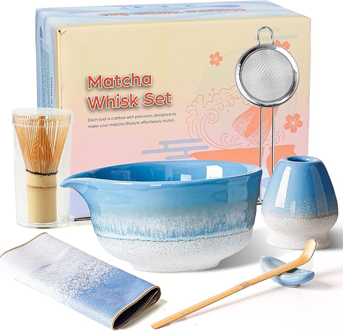 Matcha Whisk Set, Ceramic Matcha Kit Desert Style, Matcha Whisk and Bowl by GBBGhome