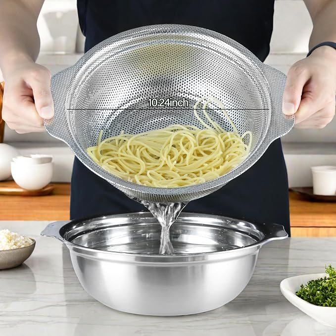 Stainless Steel Colander, 4.5QT Large Capacity - Image 2