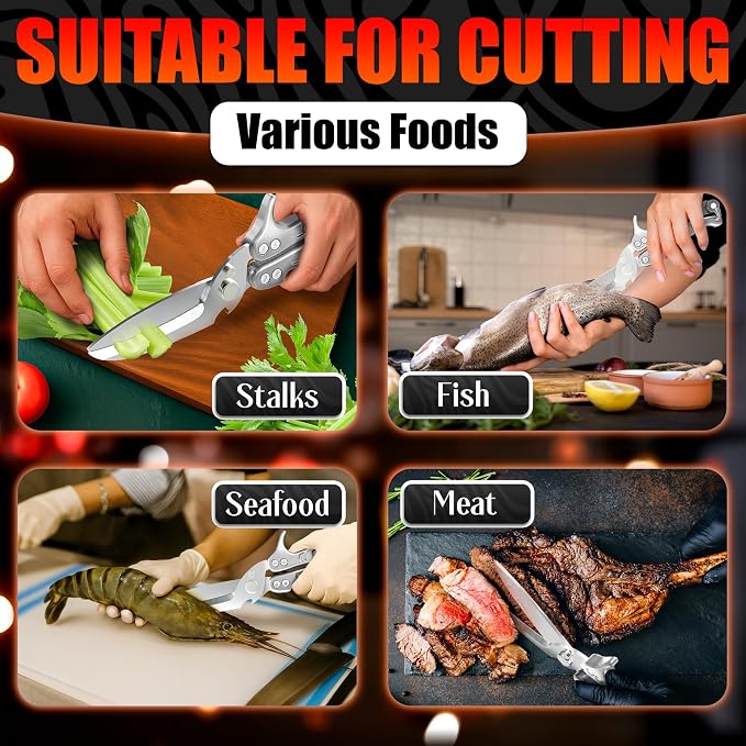 Heavy Duty Poultry Shears – Kitchen Shears Dishwasher Safe, Spring-Loaded - Image 8