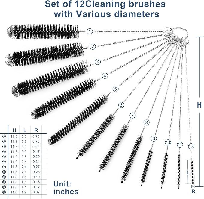 Ixiaoyoo Straw Cleaner Brush Set, 12 Pieces Botthle Cleaning Brush and Nylon - Image 8