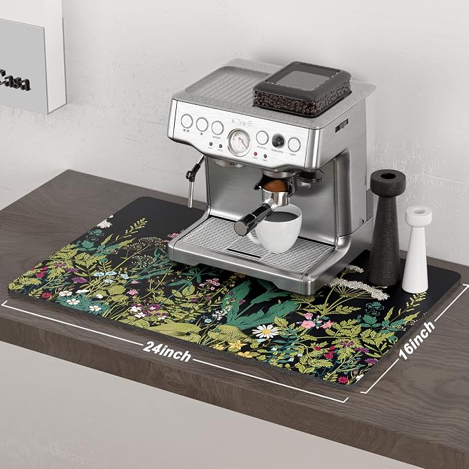 Rnivvi Coffee Mat, Hide Stain Rubber Backed Absorbent Dish Drying Pad - Image 2