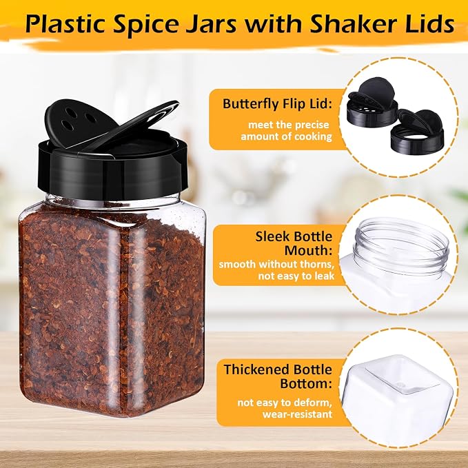 Mimorou 30 Pack Plastic Spice Jars - Image 3