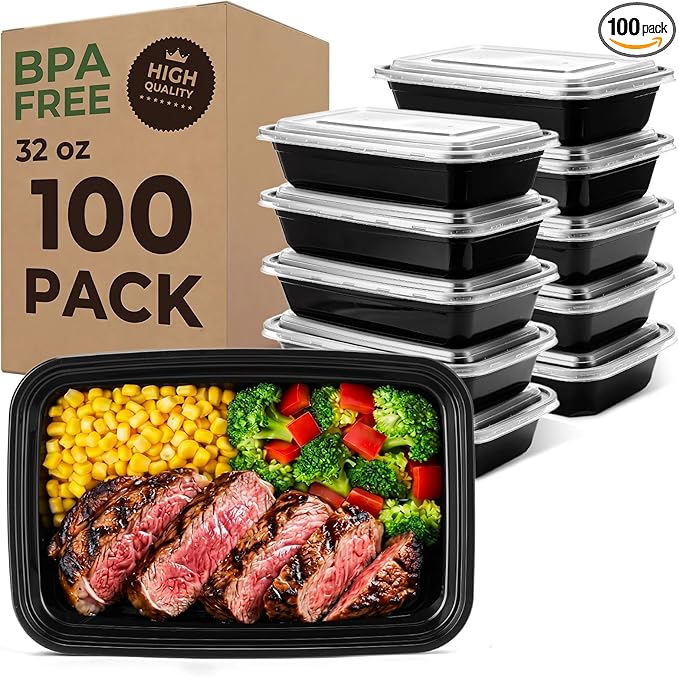 Glotoch Meal Prep Containers 32oz 100 Pack by GlotochExpress