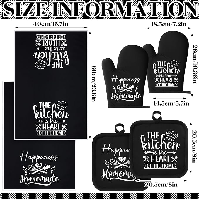 Sratte 6 Pcs Kitchen Decor Accessories Set Farmhouse Towels Pot Holders Oven - Image 3
