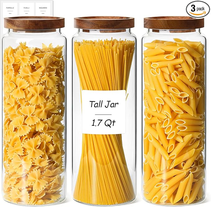 ComSaf 3Pcs Airtight Glass Pasta Storage Containers by ComSaf