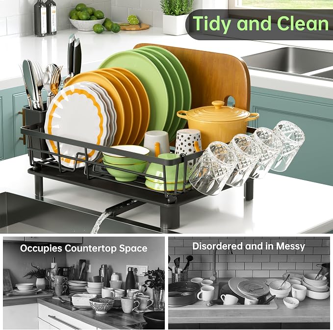 Dish Drying Rack, Dish Racks for Kitchen Counter, Detachable Dish Drainer - Image 7