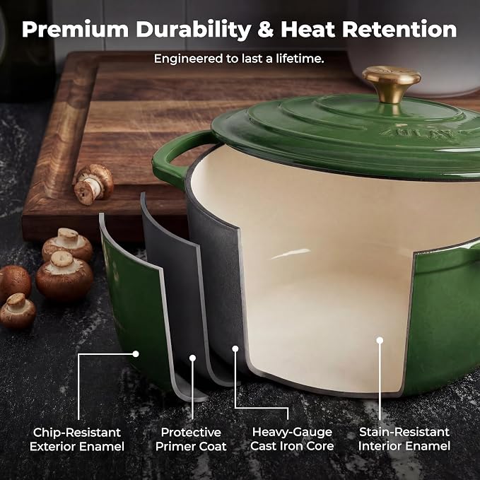 Zulay Kitchen 6 Quart Enameled Cast Iron Dutch Oven Pot - Image 5