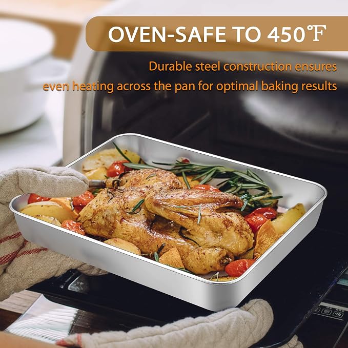 E-far Baking Pans Set of 3, Stainless Steel Sheet Cake Pan - Image 4