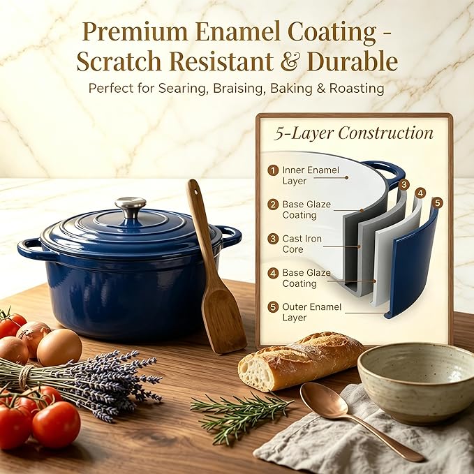QuliMetal Enameled Cast Iron Cookware Set, 4-Piece Pots and Pans Set - Image 4