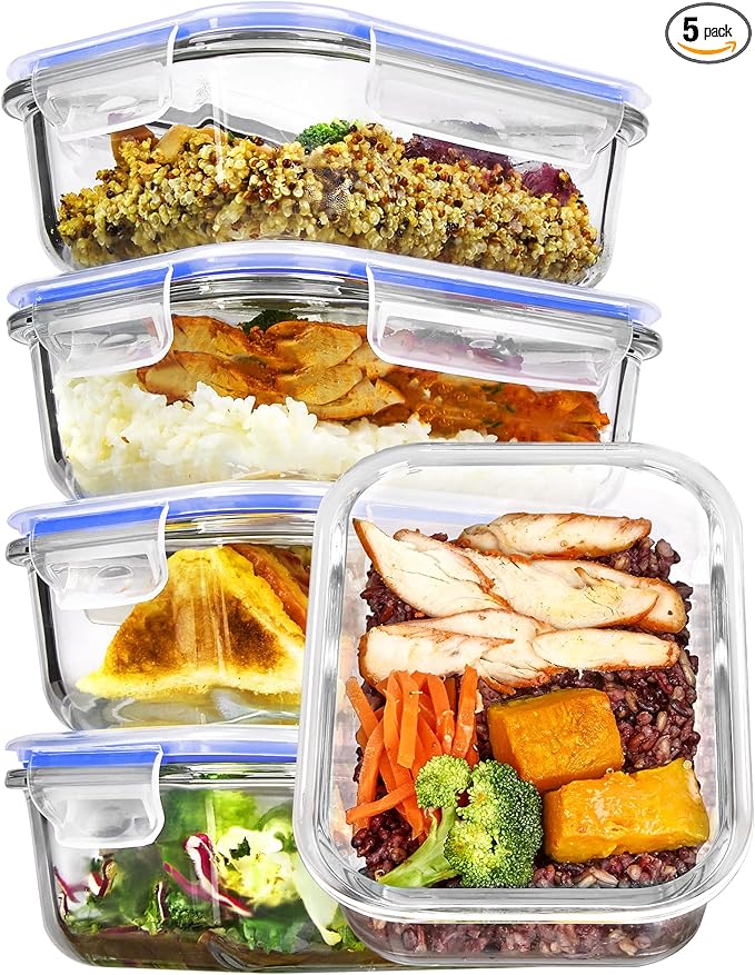 Vtopmart 5Pack 22oz Glass Storage Containers by Vtopmart