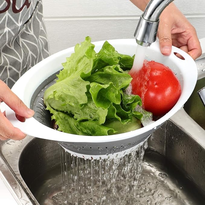 Collapsible Colander Set, Square Round Triangles Silicone Kitchen Strainer - Image 7