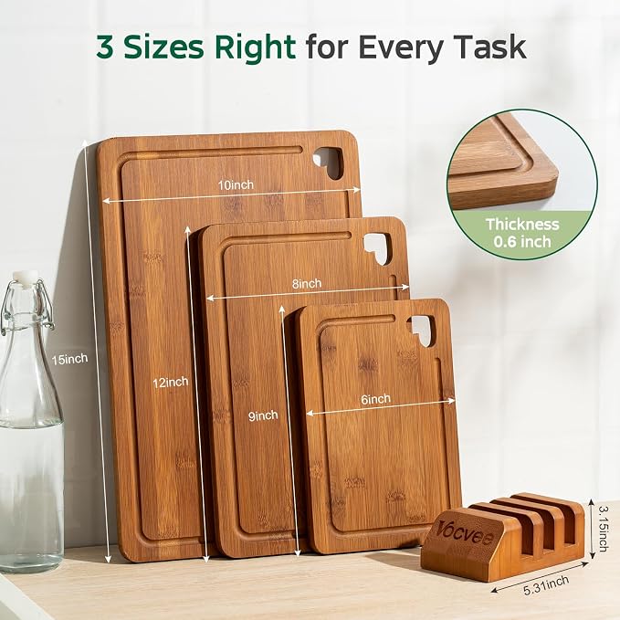 Bamboo Cutting Boards for Kitchen, Wood Cutting Board - Image 2