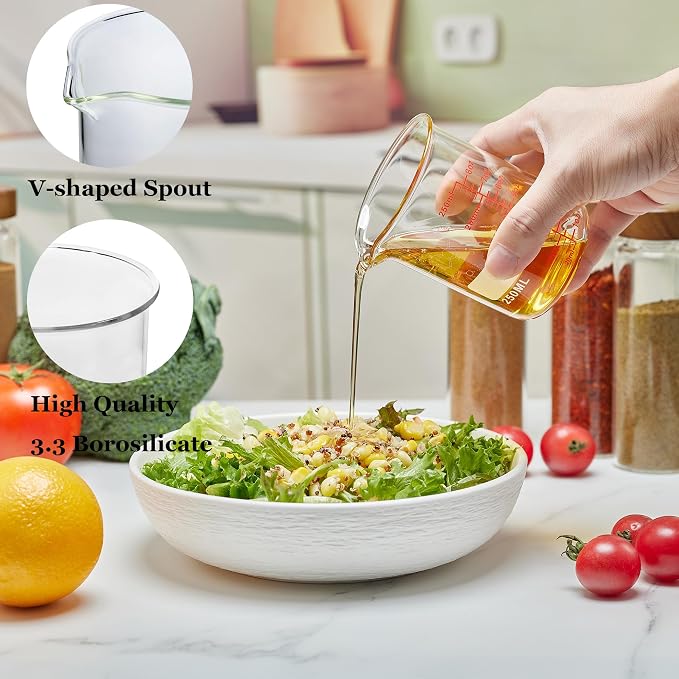 Ackers Mini Glass Measuring Beaker Set, Borosilicate, 2oz 4oz 8oz Measuring Cups - Image 2