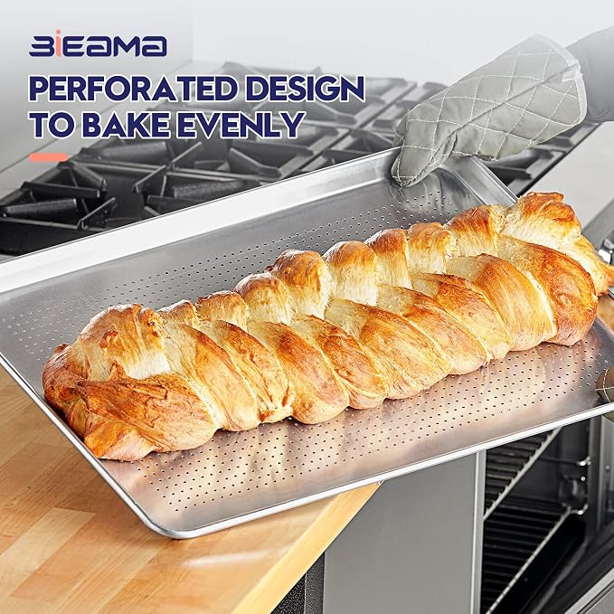 BIEAMA 12 Pack Full Size 26" x 18" Aluminum Baking Sheet Pan Perforated - Image 6