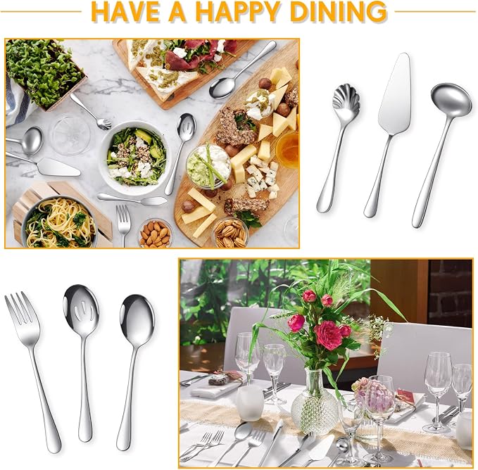 Patelai Serving Utensils Set Include Stainless Steel Large Spoons Slotted - Image 6