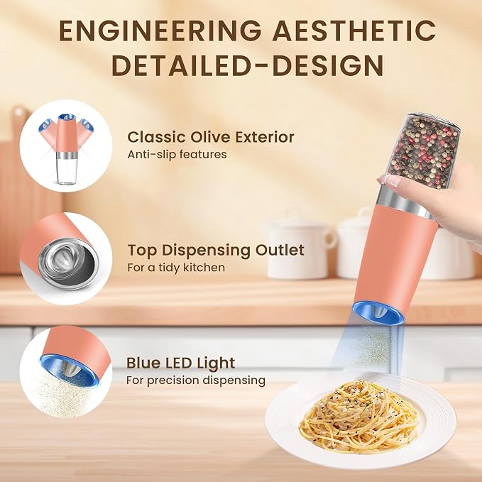 Gravity Electric Salt And Pepper Grinder Set, Automatic Salt And Pepper Grinder - Image 4