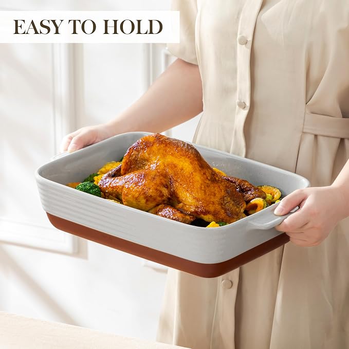 MALACASA Lasagne Dishes for Oven, 4.8 Qt Ceramic Oven Dish - Image 6