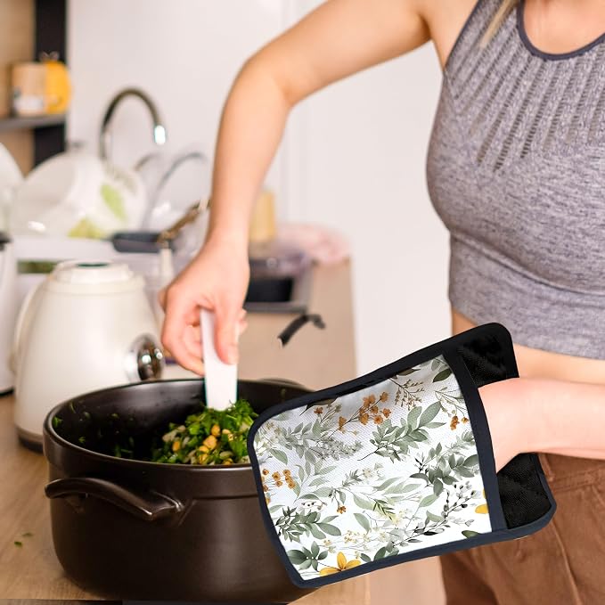 Sage Green Leaf Floral Pot Holders - Image 7