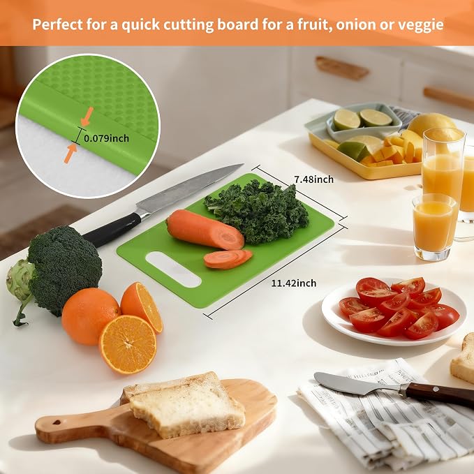 Luckyiren Cutting Board Set of 4, 11.4" x 7.5" x 0.1", Plastic Kitchen Cutting - Image 6