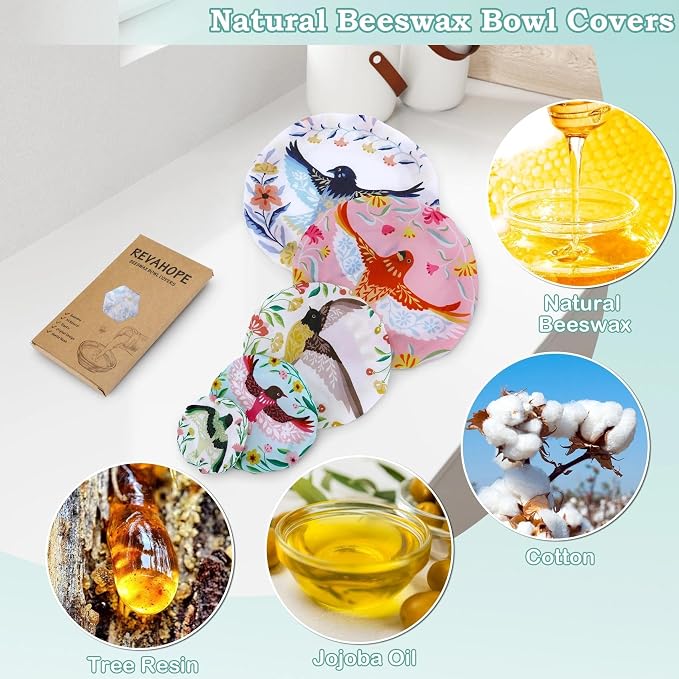 5-Size Reusable Beeswax Bowl Covers - Image 3