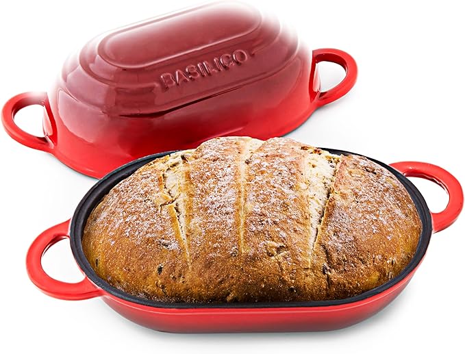 Enameled Cast Iron Bread Oven 2 Qt, Non-Stick Single Loaf Cast Iron Bread Pan by Unknown